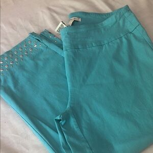 Zac & Rachel Turquoise Studded Capris